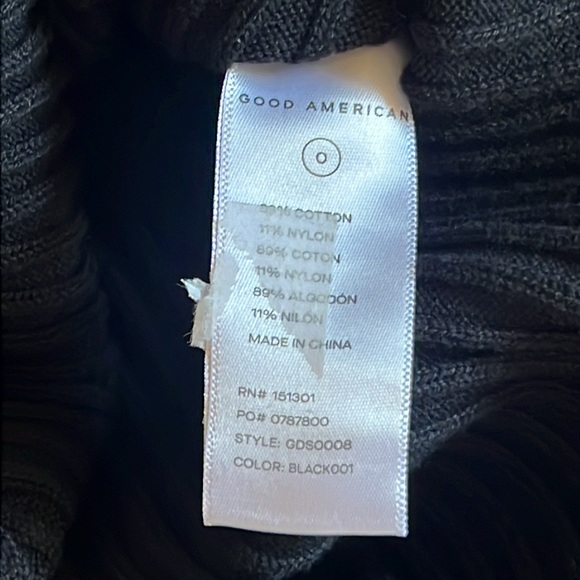 Good American Rib Knit Belted Midi Dress‎ Black Size 2 (M) NWOT - Picture 11 of 12